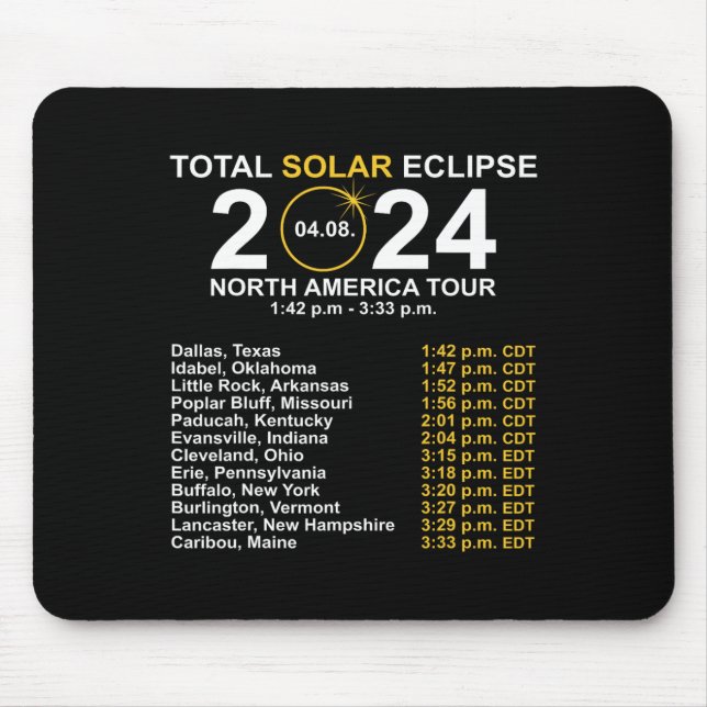 Total Solar Eclipse April 8 Path Of The Eclipse  Mouse Pad (Front)