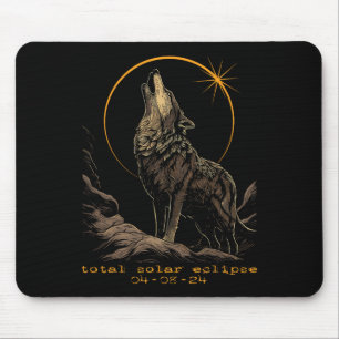 Total Solar Eclipse April 8 Wolf Mouse Pad