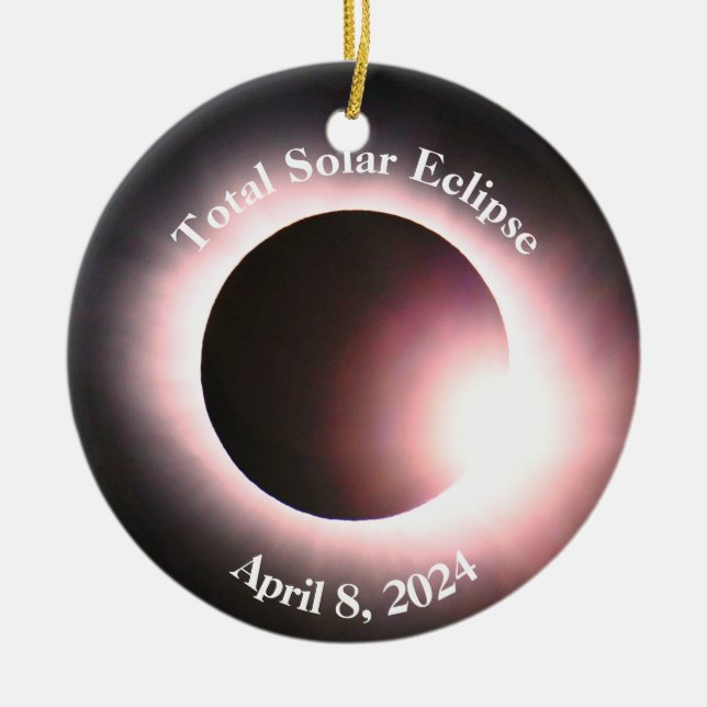 Total solar eclipse April 8th  2024 moon sun Ceramic Ornament (Front)