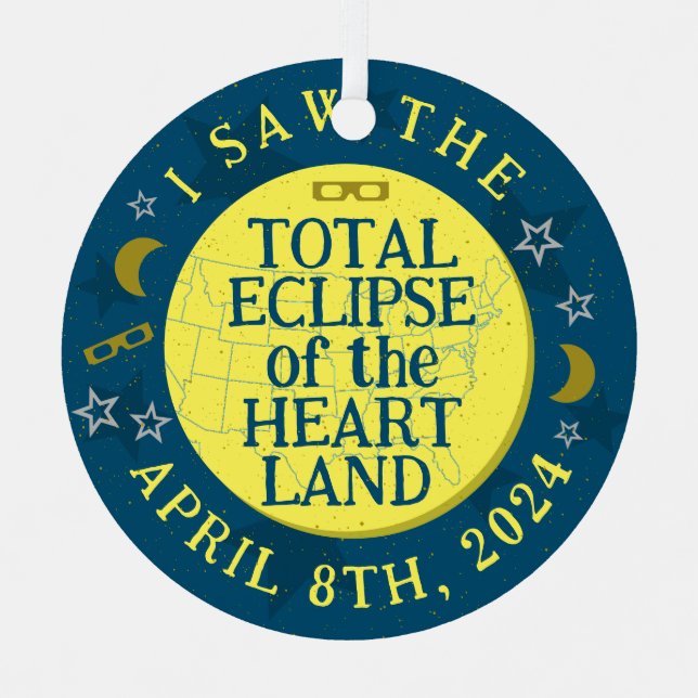 Total Solar Eclipse April 8th 2024 Viewer Souvenir Metal Tree Decoration (Front)