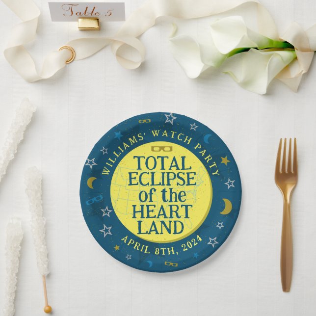 Total Solar Eclipse April 8th 2024 Viewing Party Paper Plate (Wedding)