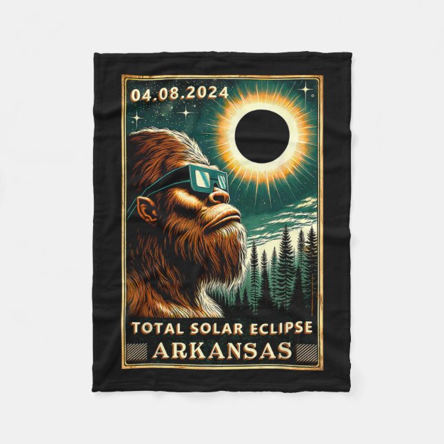 Total Solar Eclipse Arkansas - Bigfoot Eclipse Gle Fleece Blanket (Front)