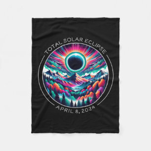 Total Solar Eclipse Artsy Colourful Totality Lands Fleece Blanket