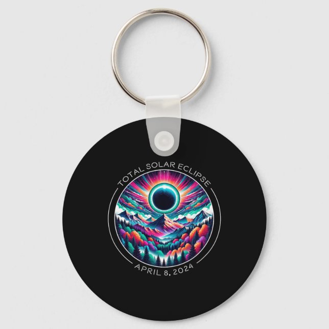 Total Solar Eclipse Artsy Colourful Totality Lands Key Ring (Front)