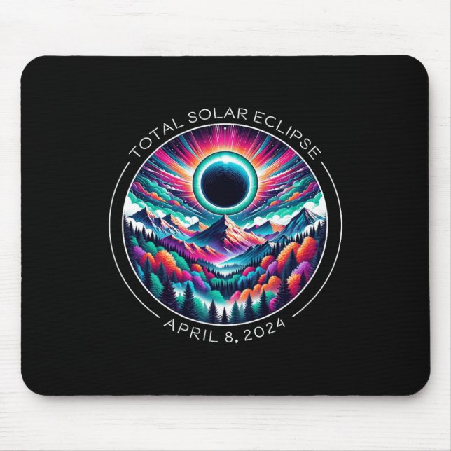 Total Solar Eclipse Artsy Colourful Totality Lands Mouse Pad (Front)