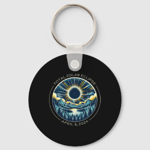 Total Solar Eclipse Artsy Totality Sky With April  Key Ring