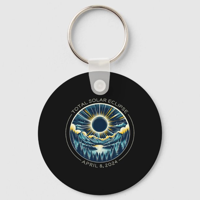 Total Solar Eclipse Artsy Totality Sky With April  Key Ring (Front)