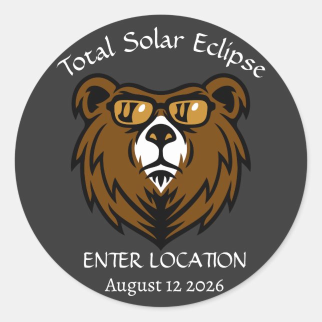 Total Solar Eclipse Aug 12 2026 Custom Classic Round Sticker (Front)