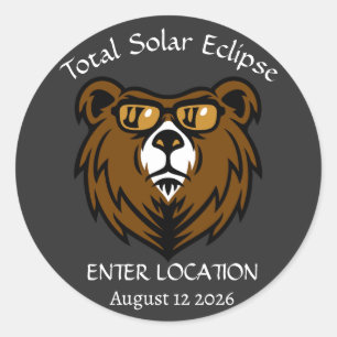 Total Solar Eclipse Aug 12 2026 Custom Classic Round Sticker