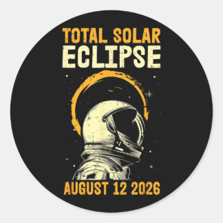 Total Solar Eclipse August 12 2026 Art Classic Round Sticker