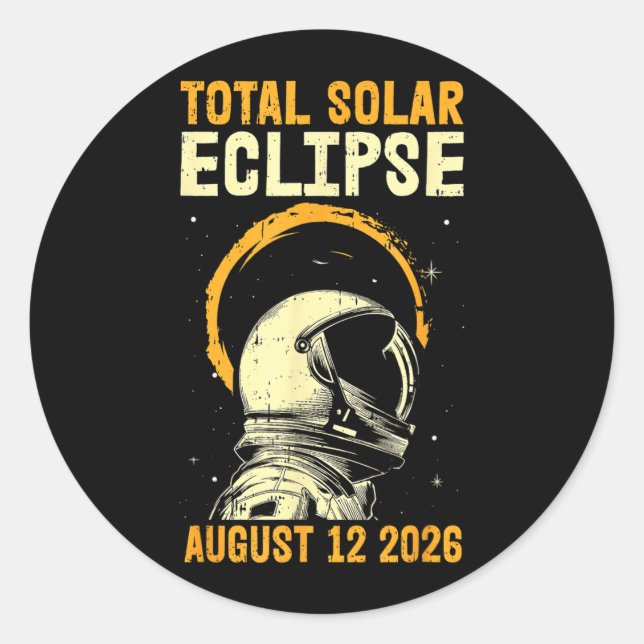 Total Solar Eclipse August 12 2026 Art Classic Round Sticker (Front)