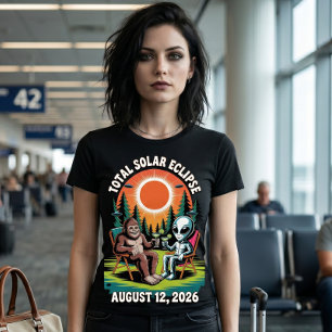 Total Solar Eclipse August 12,2026 Bigfoot Alien Tri-Blend Shirt
