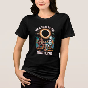 Total Solar Eclipse August 12,2026 Bigfoot Alien Tri-Blend Shirt