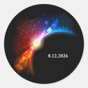 total solar eclipse August 12, 2026 black rainbow Classic Round Sticker