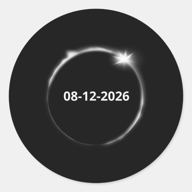 Total Solar Eclipse August 12 2026 Classic Round Sticker (Front)