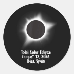 Total Solar Eclipse August 12 2026 Ibiza Spain Classic Round Sticker