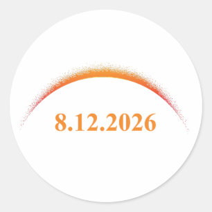 total solar eclipse August 12 2026 orange sun Classic Round Sticker