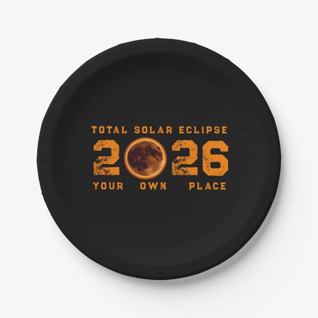 Total Solar Eclipse August 12 2026 Paper Plate (Front)