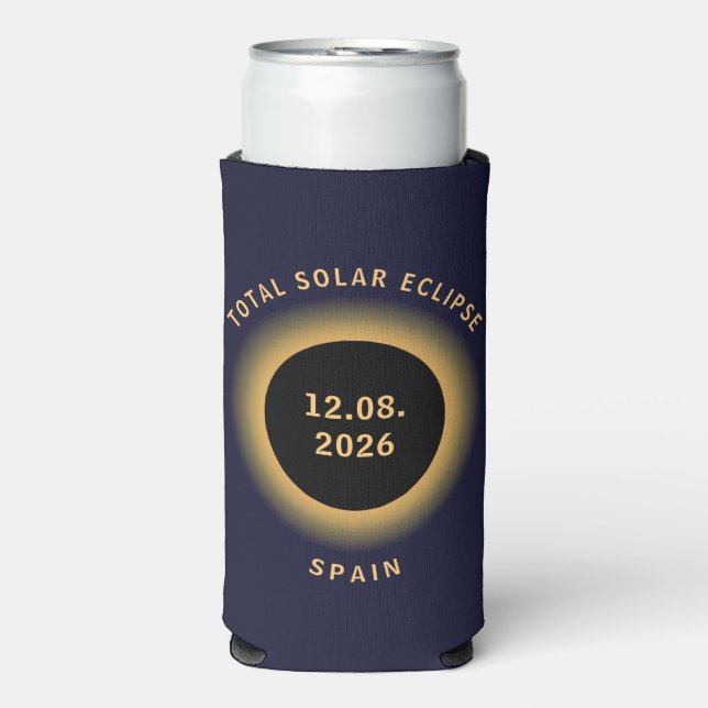 Total Solar Eclipse August 12 2026 Spain Seltzer Can Cooler (Seltzer Front)