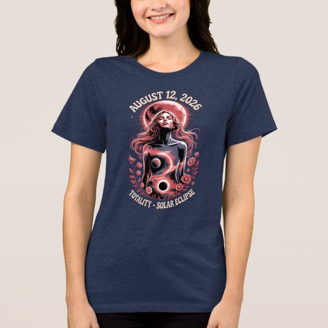 Total Solar Eclipse August 12 2026 Totality  Tri-Blend Shirt (Front)