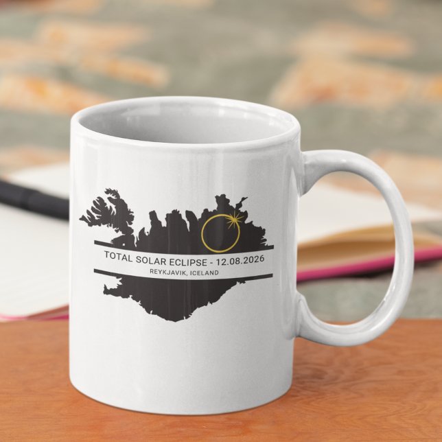 Total Solar Eclipse August 2026 – Iceland Custom Coffee Mug (Replace city via the template to personalize)