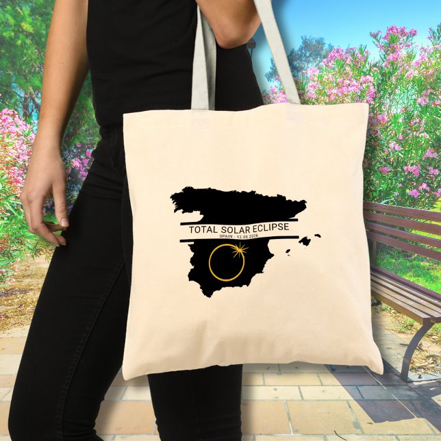 Total Solar Eclipse August 2026 – Spain Custom Tote Bag (Edit text via template, if you wish.  Matching items available)