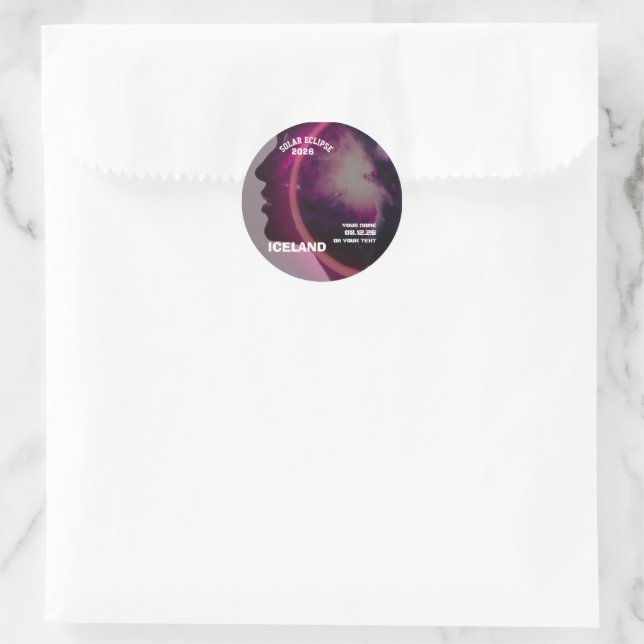 Total solar eclipse August 2026 text personalised Classic Round Sticker (Bag)