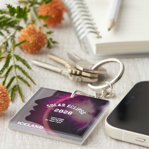 Total solar eclipse August 2026 text personalised Key Ring