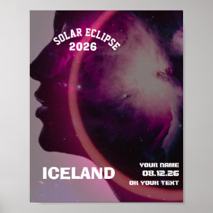 Total solar eclipse August 2026 text personalised Poster