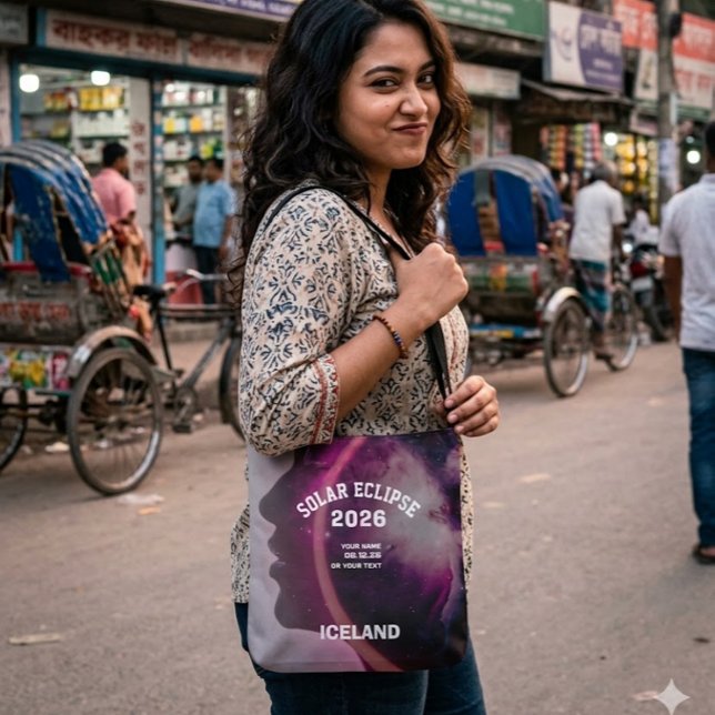 Total solar eclipse August 2026 text personalised Tote Bag (Creator Uploaded)