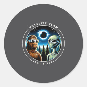 Total Solar Eclipse Bigfoot Alien Classic Round Sticker