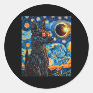 Total Solar Eclipse Blue Heeler Dog Classic Round Sticker