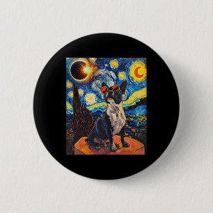 Total Solar Eclipse Boston Terrier Dog 6 Cm Round Badge