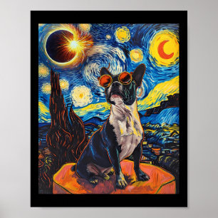 Total Solar Eclipse Boston Terrier Dog  Poster