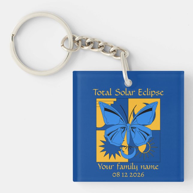Total Solar Eclipse Butterfly Custom Key Ring (Front)