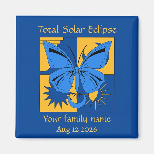 Total Solar Eclipse Butterfly Custom Magnet (Front)