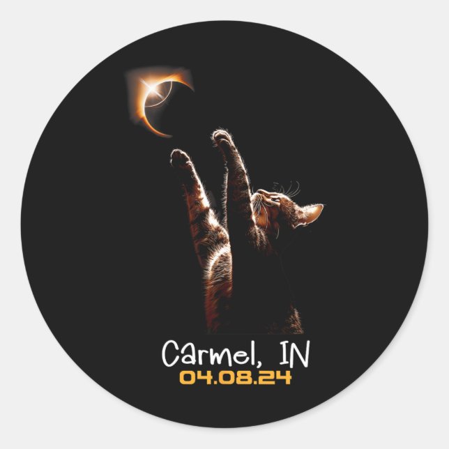 Total Solar Eclipse Carmel Indiana  Classic Round Sticker (Front)