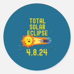 Total Solar Eclipse Cartoon Educational Classic Round Sticker