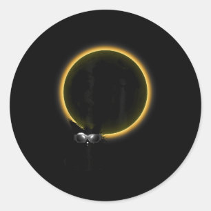 Total Solar Eclipse Cat 04 Classic Round Sticker