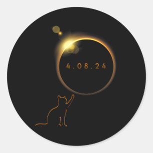 Total Solar Eclipse Cat April 8 2024 Totality Classic Round Sticker