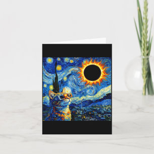Total Solar Eclipse Cat August Illustration Card