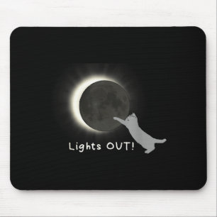 Total Solar Eclipse Cat Illustration Mouse Pad