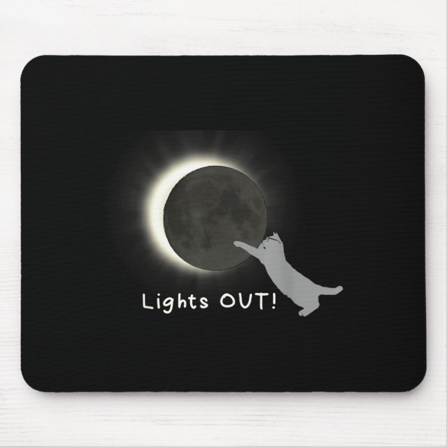 Total Solar Eclipse Cat Illustration Mouse Pad (Front)