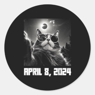 Total Solar Eclipse Cat Selfie Classic Round Sticker