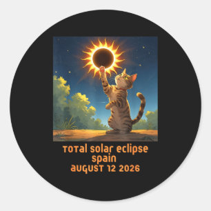 Total Solar Eclipse Cat Spain Classic Round Sticker