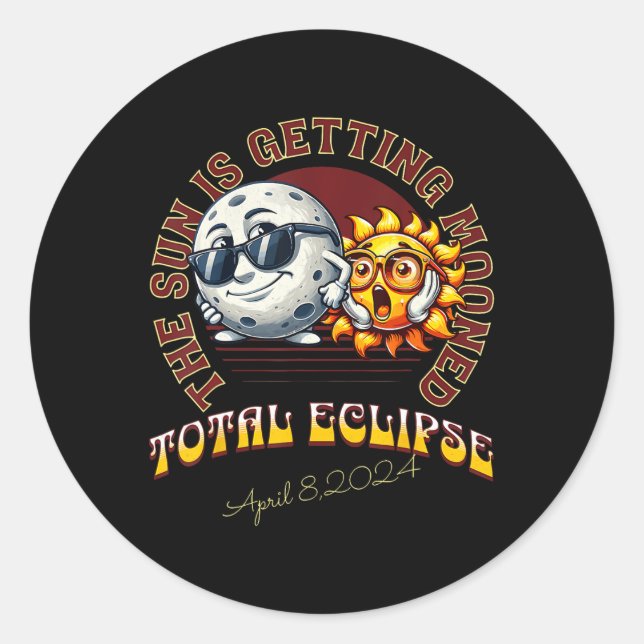 Total Solar Eclipse Chase 2024 Sun Is Getting Moon Classic Round Sticker (Front)