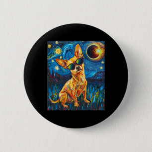 Total Solar Eclipse Chihuahua Dog 6 Cm Round Badge