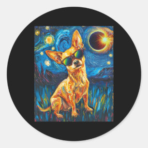 Total Solar Eclipse Chihuahua Dog Classic Round Sticker