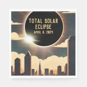 Total solar eclipse CITY April 8, 2024 sun moon Napkin