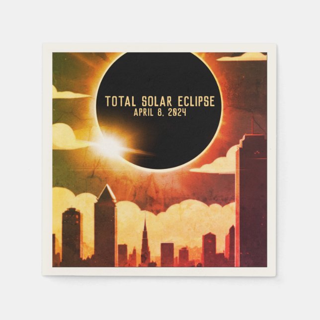 Total solar eclipse CITY April 8, 2024 sun moon  Napkin (Front)